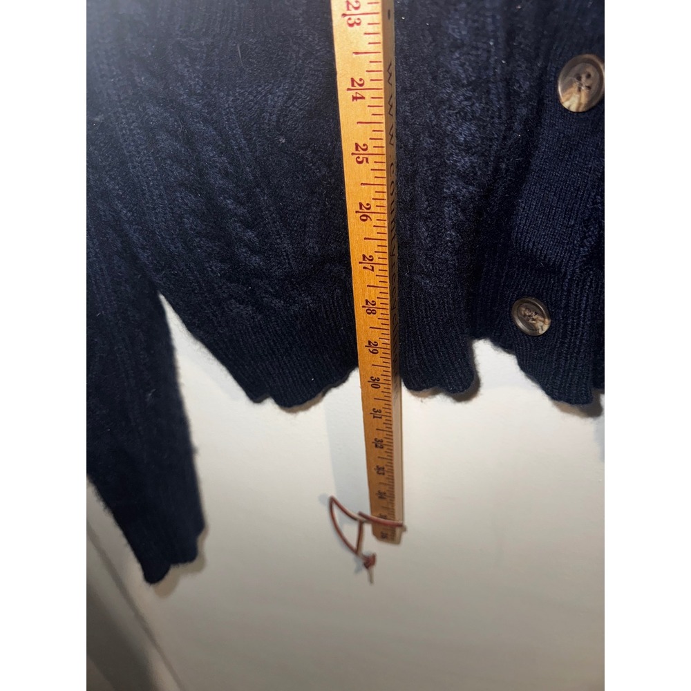Peter Millar XL Navy Blue Wool Yak Cashmere Cable Knit Shawl Cardigan Sweater - Picture 9 of 11